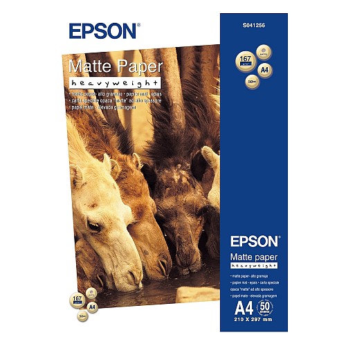 Φωτογραφικό Χαρτί Heavyweight EPSON A4 Matte 167 g/m²  50 Φύλλα (C13S041256) (EPSS041256)