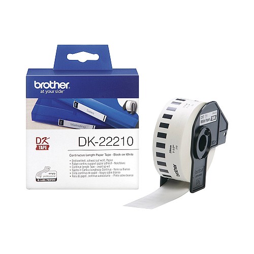 Brother DK-22210 Continuous Paper Label Roll – Black on White, 29mm wide (DK22210) (BRODK22210)